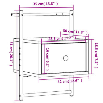 Nachtkastjes 2 st wandgemonteerd 35x30x51 cm hout gerookt eiken 8720845916114 11