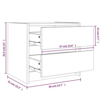 Nachtkastjes 2 st 40x31x35,5 cm massief grenenhout wit 8721012122581 11