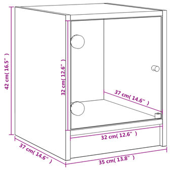 Nachtkastjes met glazen deuren 2 st 35x37x42 cm betongrijs 8721012213005 12