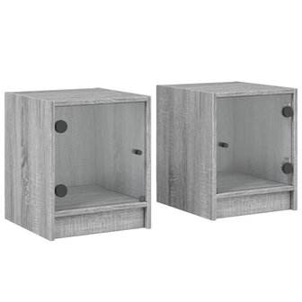 Nachtkastjes met glazen deuren 2 st 35x37x42 cm grijs sonoma 8721012213043 2