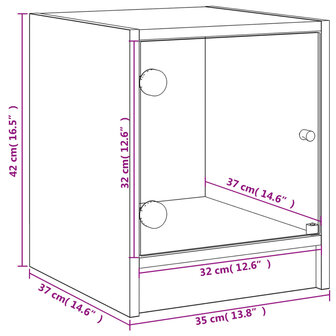 Nachtkastjes met glazen deuren 2 st 35x37x42 cm bruineikenkleur 8721012213067 12