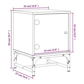 Nachtkastjes met glazen deuren 2 st 35x37x50 cm wit 8721012214699 12