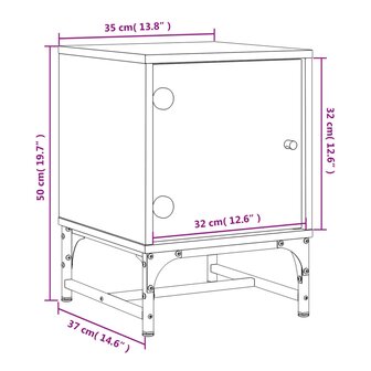 Nachtkastjes met glazen deuren 2 st 35x37x50 cm grijs sonoma 8721012214798 12