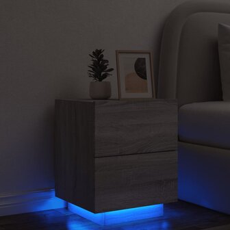 Nachtkastje met LED-verlichting bewerkt hout grijs sonoma 8721012253292 1