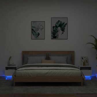 Nachtkastjes met LED-verlichting 2 st 40x39x37 cm wit 8721012253834 1