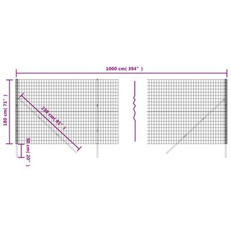 Draadgaashek 1,8x10 m gegalvaniseerd staal groen 8720845778101 5