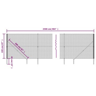 Draadgaashek met grondankers 2,2x25 m groen 8720845778521 5