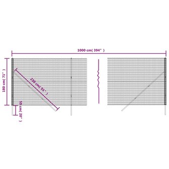 Draadgaashek 1,8x10 m gegalvaniseerd staal antracietkleurig 8720845779382 5