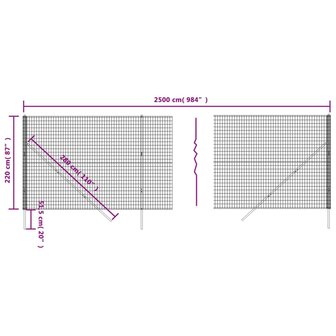 Draadgaashek 2,2x25 m gegalvaniseerd staal antracietkleur 8720845779481 5