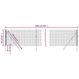 Draadgaashek 0,8x10 m gegalvaniseerd staal antracietkleurig 8720845779658 5