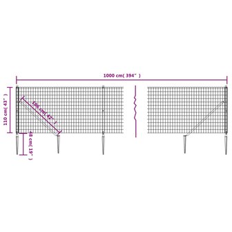 Draadgaashek met grondankers 1,1x10 m antracietkleurig 8720845779832 5