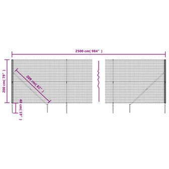 Draadgaashek met grondankers 2x25 m antracietkleurig 8720845779955 5