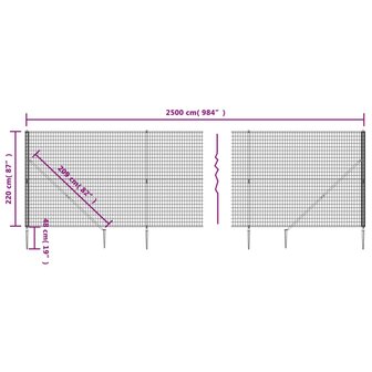 Draadgaashek met grondankers 2,2x25 m antracietkleurig 8720845779962 5