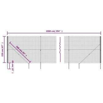 Draadgaashek met grondankers 2,2x10 m antracietkleurig 8720845780043 5