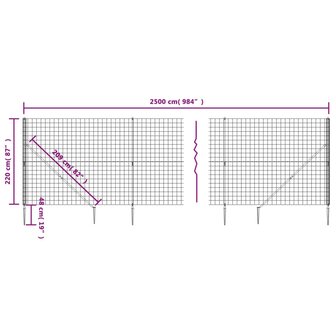 Draadgaashek met grondankers 2,2x25 m antracietkleurig 8720845780289 5