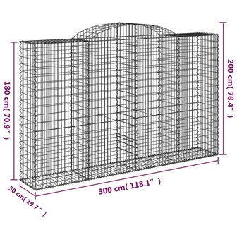 Schanskorf gewelfd 300x50x180/200 cm gegalvaniseerd ijzer 8720845651824 5