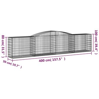 Schanskorf gewelfd 400x50x80/100 cm gegalvaniseerd ijzer 8720845651978 5