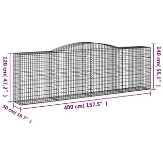 Schanskorf gewelfd 400x50x120/140 cm gegalvaniseerd ijzer 8720845651992 5