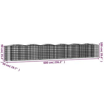 Schanskorf gewelfd verhoogd 600x50x100 cm gegalvaniseerd ijzer 8720845652111 5