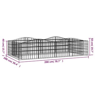 Schanskorf gewelfd verhoogd 200x100x50 cm gegalvaniseerd ijzer 8720845652135 5