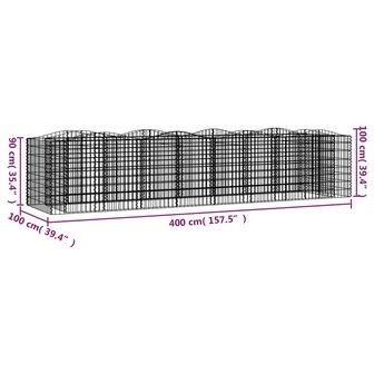 Schanskorf gewelfd verhoogd 400x100x100 cm gegalvaniseerd ijzer 8720845652180 5