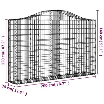 Schanskorven 2 st gewelfd 200x30x120/140 cm ijzer 8720845560348 6