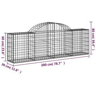 Schanskorven 4 st gewelfd 200x30x60/80 cm gegalvaniseerd ijzer 8720845566531 6