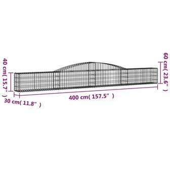 Schanskorven 4 st gewelfd 400x30x40/60 cm ijzer 8720845574123 6