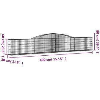 Schanskorven 4 st gewelfd 400x30x60/80 cm ijzer 8720845574253 6