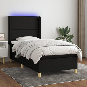 Boxspring met matras en LED stof zwart 80x200 cm 8720287353607 1