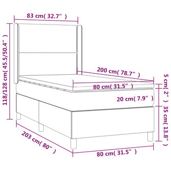 Boxspring met matras en LED stof zwart 80x200 cm 8720287353607 8