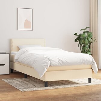 Boxspring met matras stof cr&egrave;mekleurig 90x190 cm 8720287446064 1