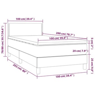 Boxspring met matras stof donkerbruin 100x200 cm 8720287446200 7