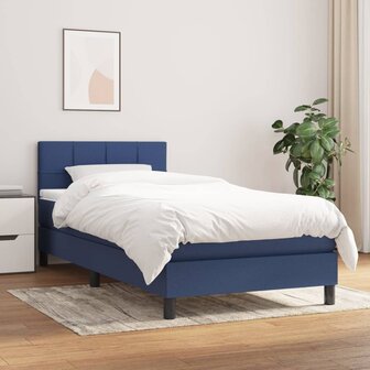 Boxspring met matras stof blauw 90x200 cm 8720287446958 1