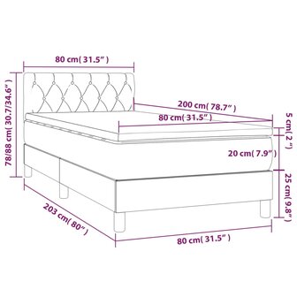 Boxspring met matras stof donkergrijs 80x200 cm 8720287449140 7