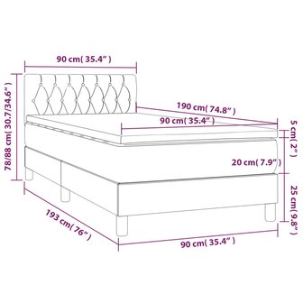 Boxspring met matras stof lichtgrijs 90x190 cm 8720287449218 7