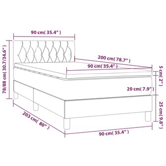 Boxspring met matras stof lichtgrijs 90x200 cm 8720287449294 7