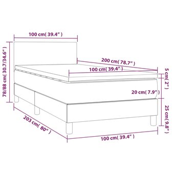 Boxspring met matras stof lichtgrijs 100x200 cm 8720287450979 7