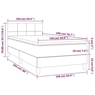 Boxspring met matras stof lichtgrijs 100x200 cm 8720287452577 7