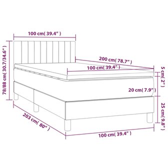 Boxspring met matras stof lichtgrijs 100x200 cm 8720287454175 7