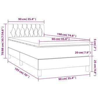 Boxspring met matras stof donkerbruin 90x190 cm 8720287454847 7