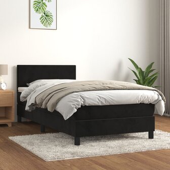 Boxspring met matras fluweel zwart 90x190 cm 8720287458210 1