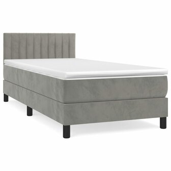 Boxspring met matras fluweel lichtgrijs 90x190 cm 8720845500597 2