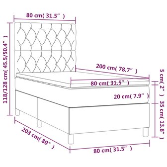 Boxspring met matras fluweel donkergrijs 80x200 cm 8720845518349 6