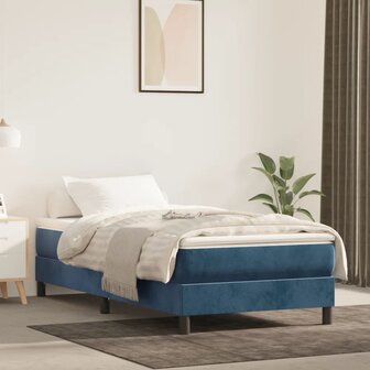 Boxspring met matras fluweel donkerblauw 90x190 cm 8720845548063 1