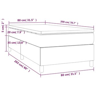 Boxspring met matras stof cr&egrave;mekleurig 80x200 cm 8720845548797 10