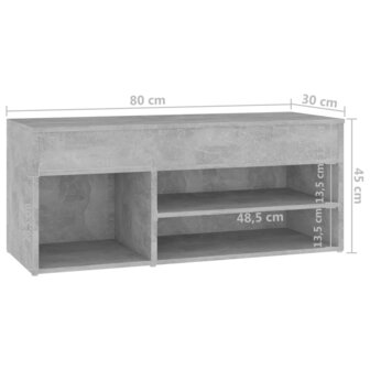 Schoenenbank 80x30x45 cm bewerkt hout betongrijs 8720286643488 8