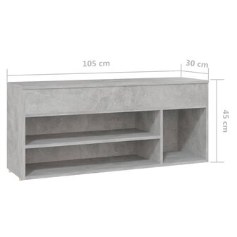 Schoenenbank 105x30x45 cm bewerkt hout betongrijs 8720286643570 9