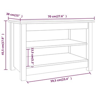 Schoenenbank 70x38x45,5 cm massief grenenhout grijs 8720286922620 7