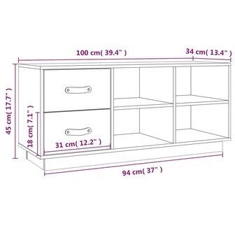 Schoenenbank 100x34x45 cm massief grenenhout zwart 8720287205746 11